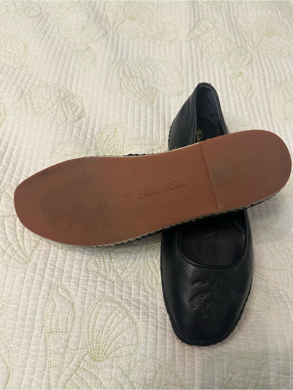 Brooks Brothers Black Genuine Leather Ballet Espadrille Flats - Women's size 7.5 - Picture 6 of 6